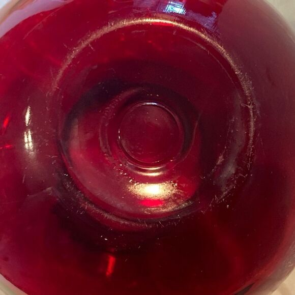 Vintage Anchor Hocking Depression Ruby Red Round Vase - Picture 6 of 7